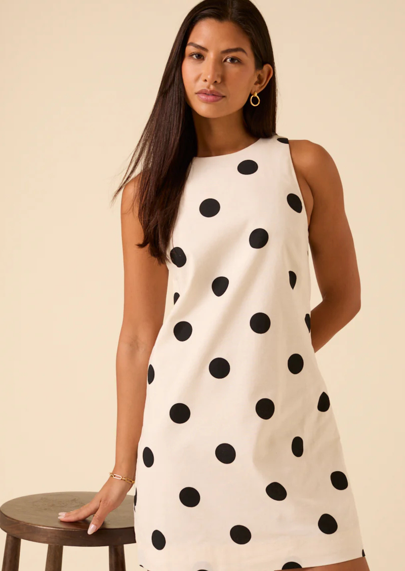 palermo mini dress White Polka Dot Palermo Mini Dress – Snaubs Boutique