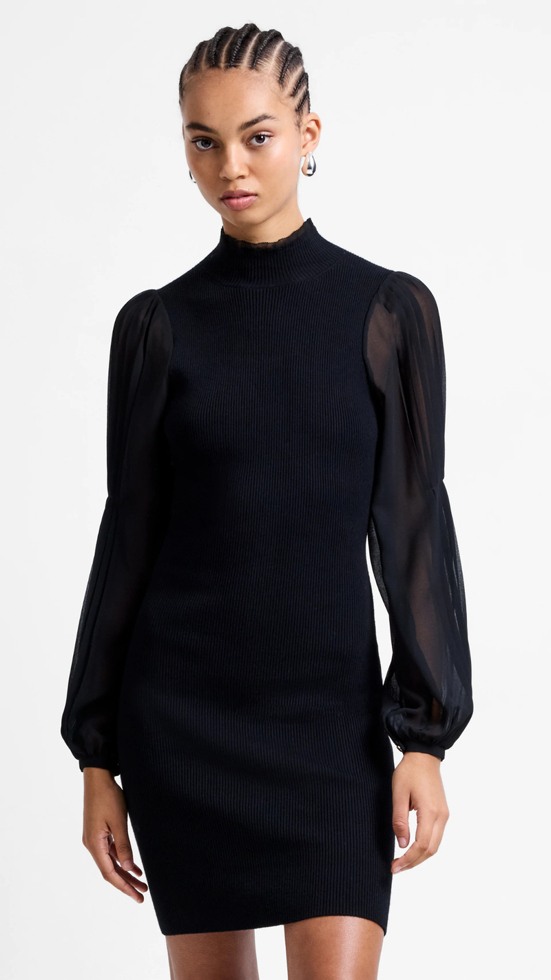 Krista Mix Long Sleeve Knitted Mini Dress