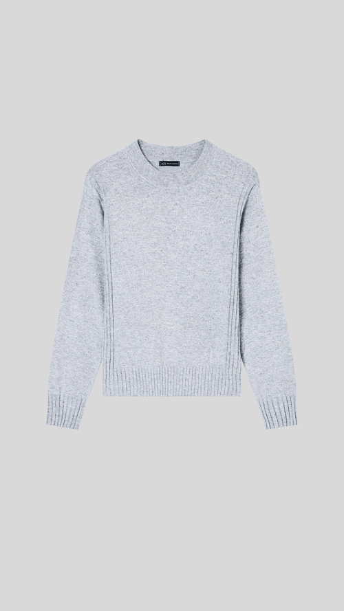 Regular fit crew neck sweater with Metallic thread