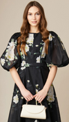 Kate- Pleat Sleeve Printed Dress
