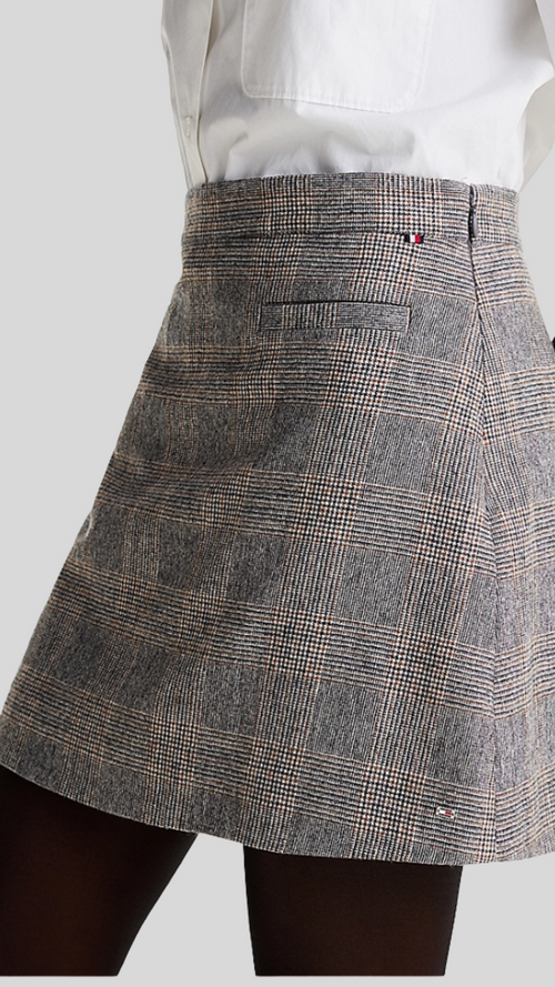 Check Wool Blend Mini Skirt