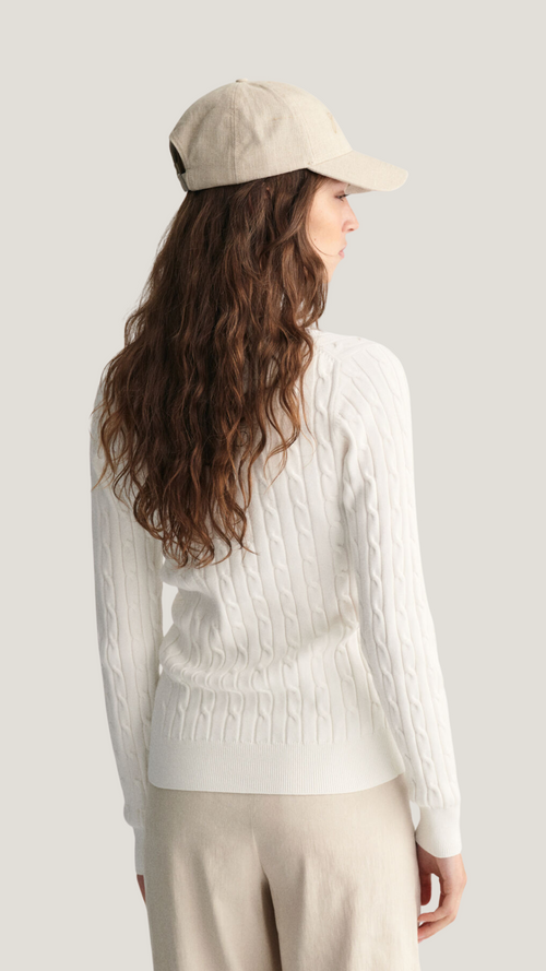 Stretch Cotton Cable Crew Neck knit