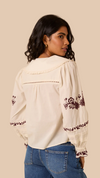 White Floral Embroidered Blouse