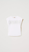 T-shirt with lace appliqué