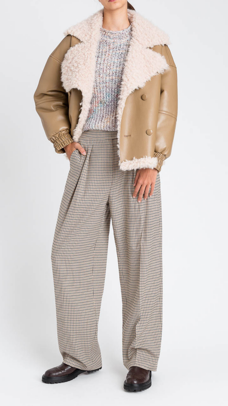 Coated Jacket with Faux Sherling