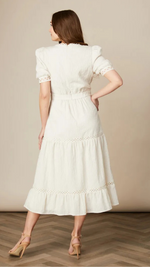 Dorothy- Cream Dress with Lace Inserts