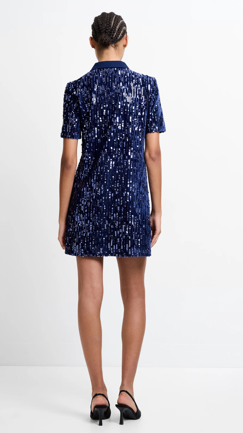 Trinny Velvet Sequin Collared Mini Dress