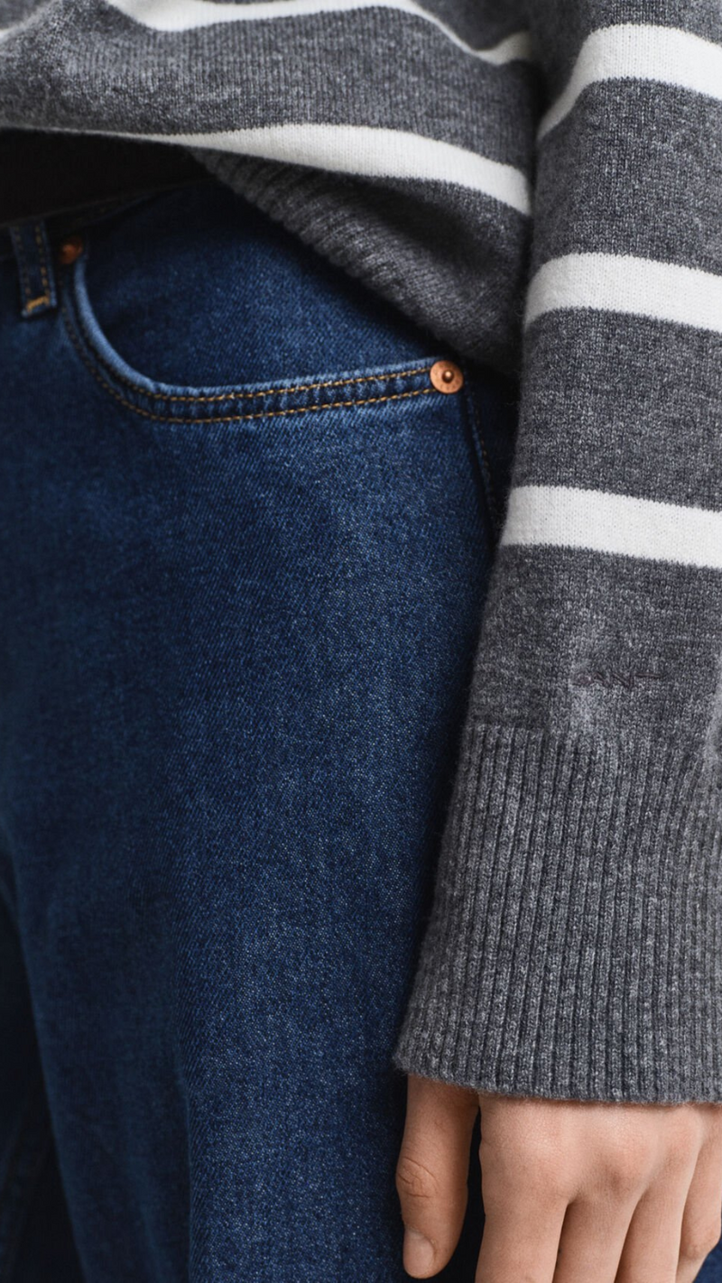 Striped Superfine Lambswool Turtleneck Sweater