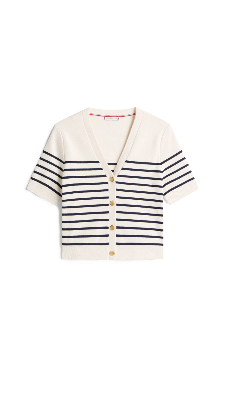 Cotton Jersey Gold Button Cardigan