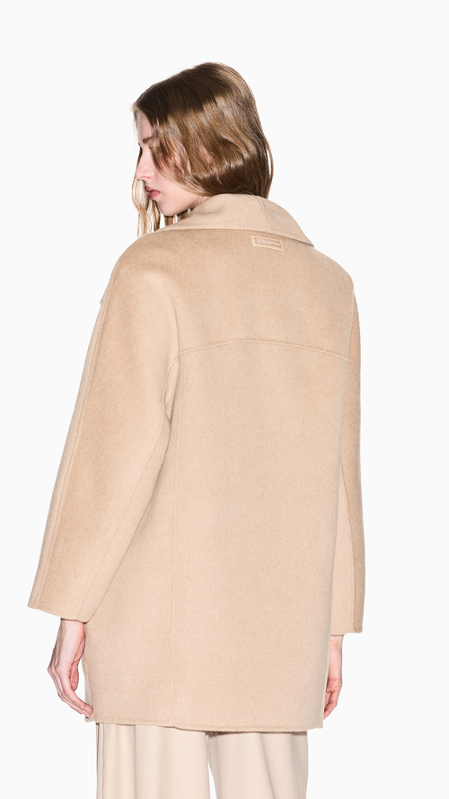 Double-breasted wool blend coat