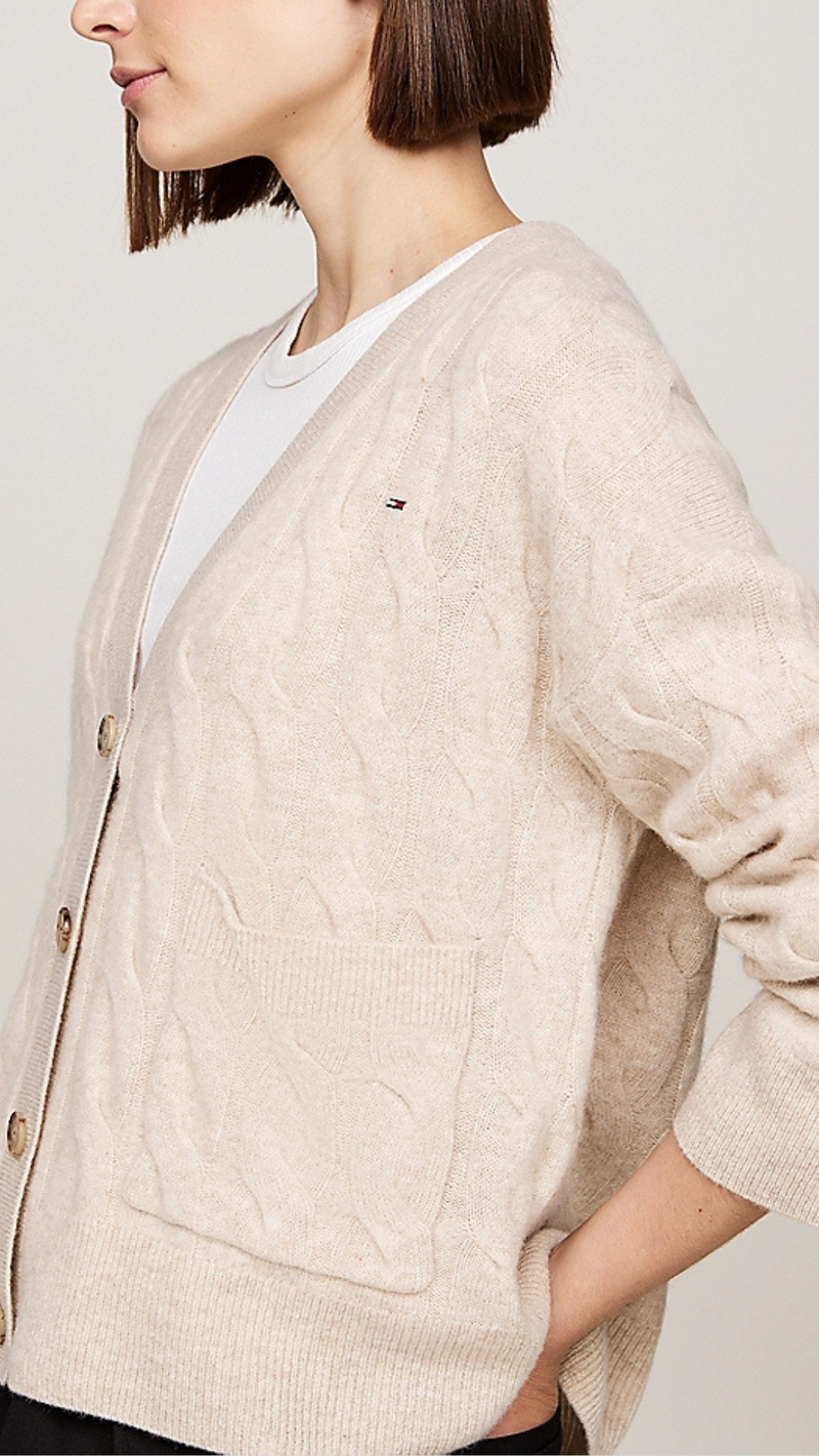 Pure Wool Oversized V-Neck Cardigan