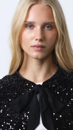 Monet Sequin Bow Tie Cardigan