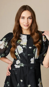 Kate- Pleat Sleeve Printed Dress