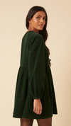 Green Embroidered Tie-front Cord Eden Mini Dress