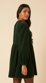 Green Embroidered Tie-front Cord Eden Mini Dress