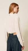Blouse with lurex embroidery