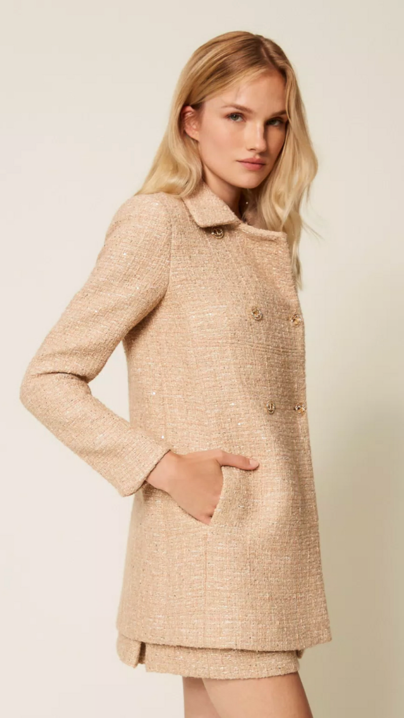 Bouclé coat with sequins