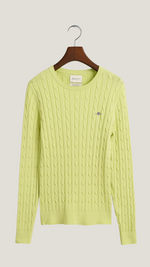 Stretch Cotton Cable Crew Neck knit