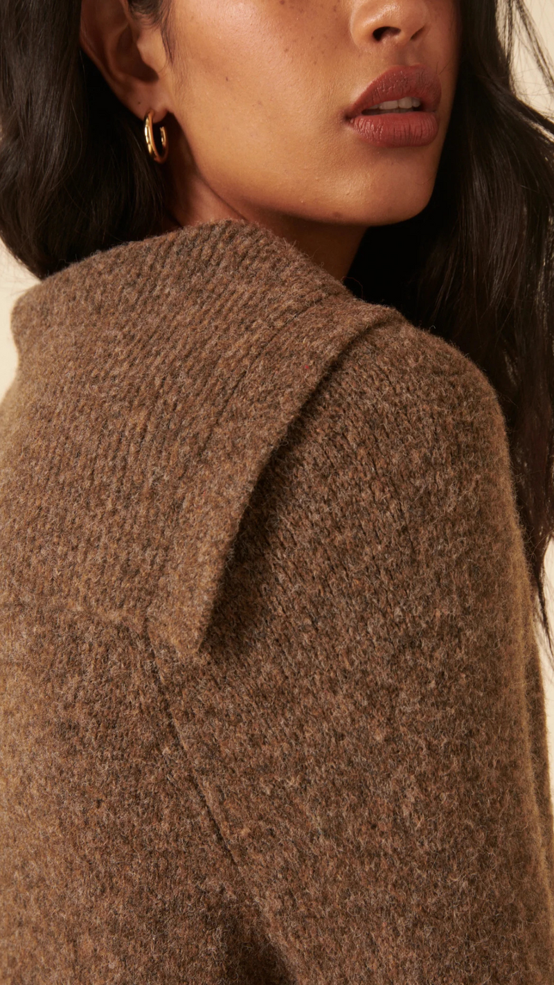 Brown Sailor Collar Relaxed Jumper