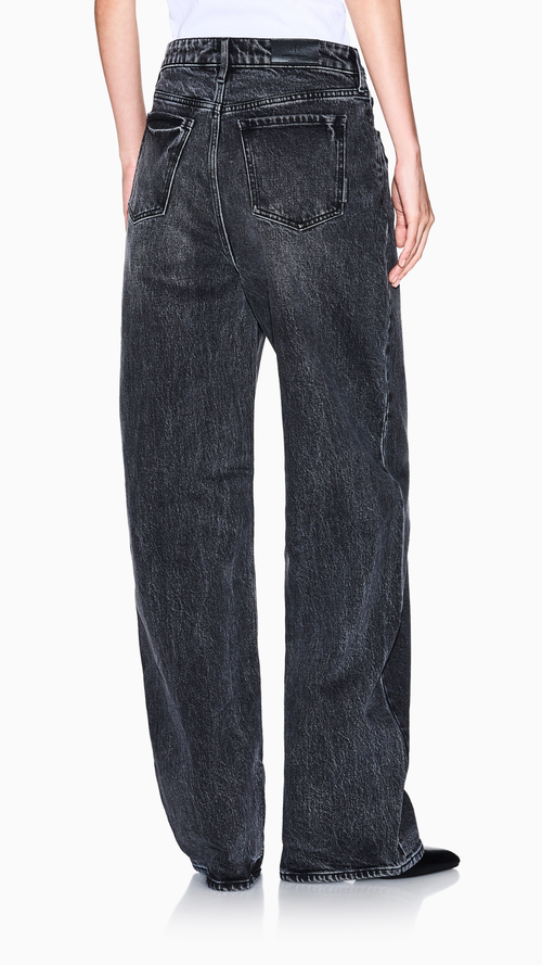 Wide leg jeans in stonewashed denim