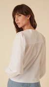 White Tie-Front Long Sleeve Bernadetta Blouse