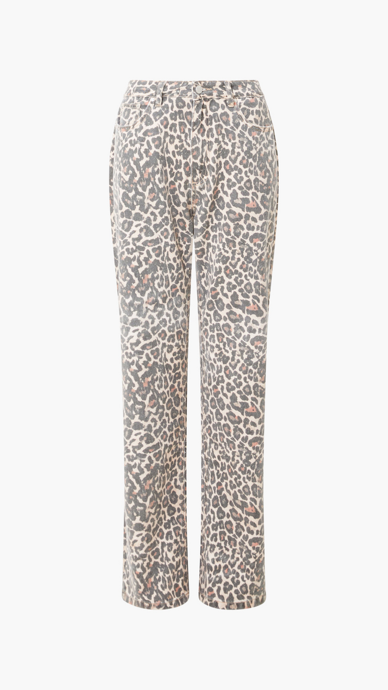 Charlie Leopard Print Straight Jeans