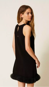 Short knit dress with organza