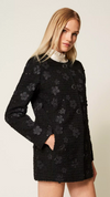 Bouclé coat with flowers and sequins