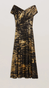 Serinha Bardot Foil Printed Midi Dress