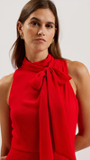 Rowaa Sleeveless Scarf Detail Midi Dress