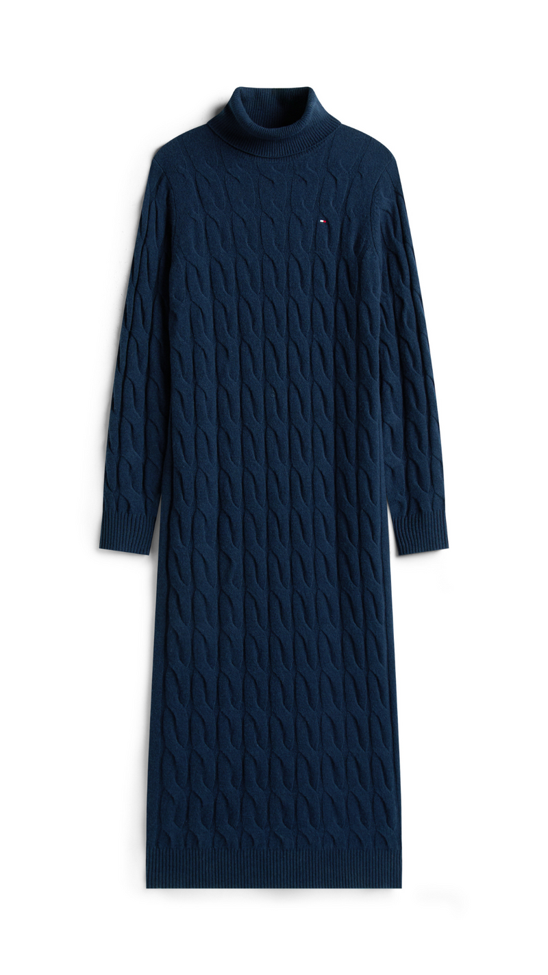 Soft Wool Cable Knit Dress