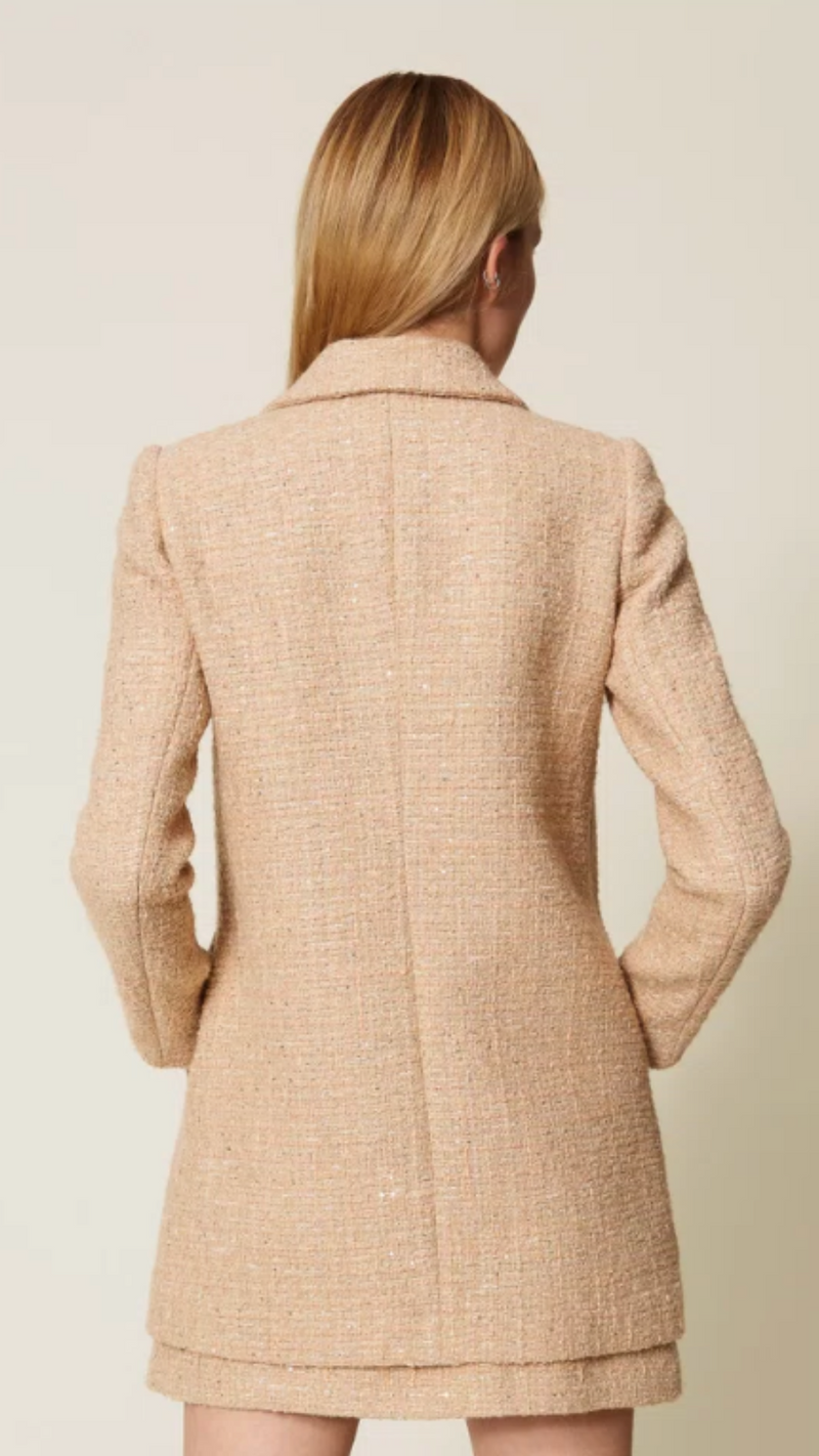 Bouclé coat with sequins