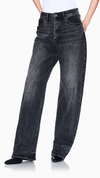 Wide leg jeans in stonewashed denim