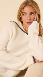 White Sailor Collar Relaxed Jumper