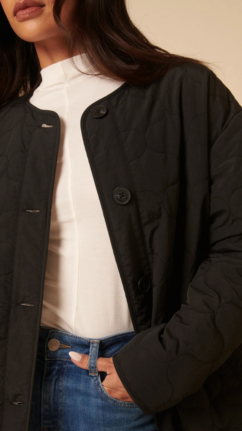 Black Reversible Borg Qulited Jacket