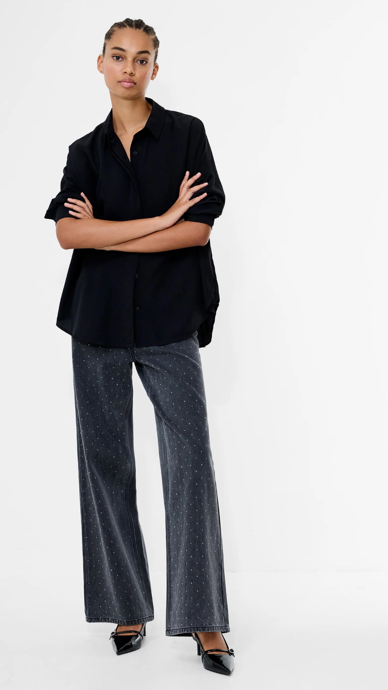 Ralphie Denim Embellished Wide Leg Jeans