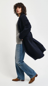 Classic Tailored Wool Coat In Navy