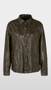 Faux leather shirt with leopard print