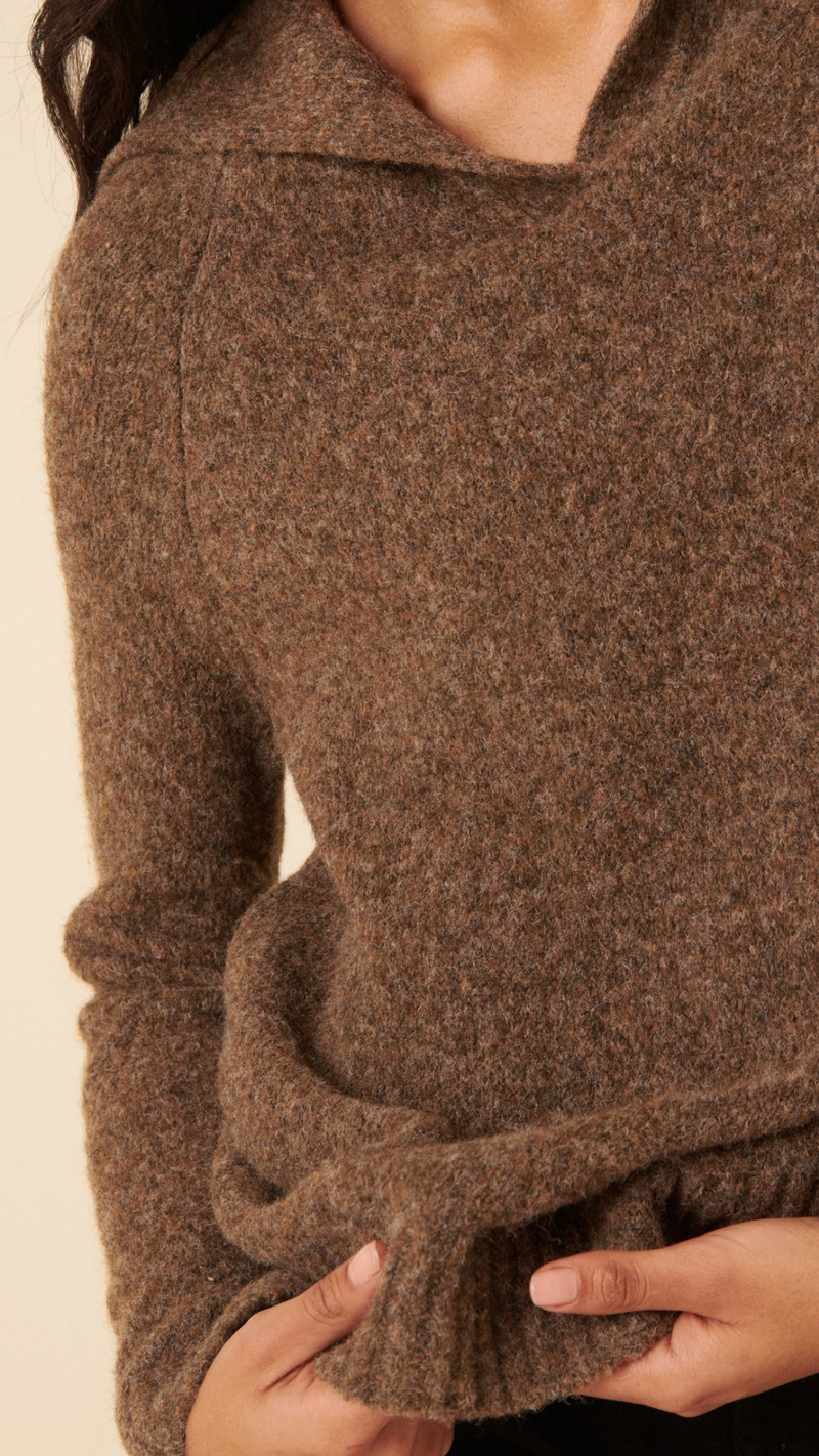 Brown Sailor Collar Relaxed Jumper