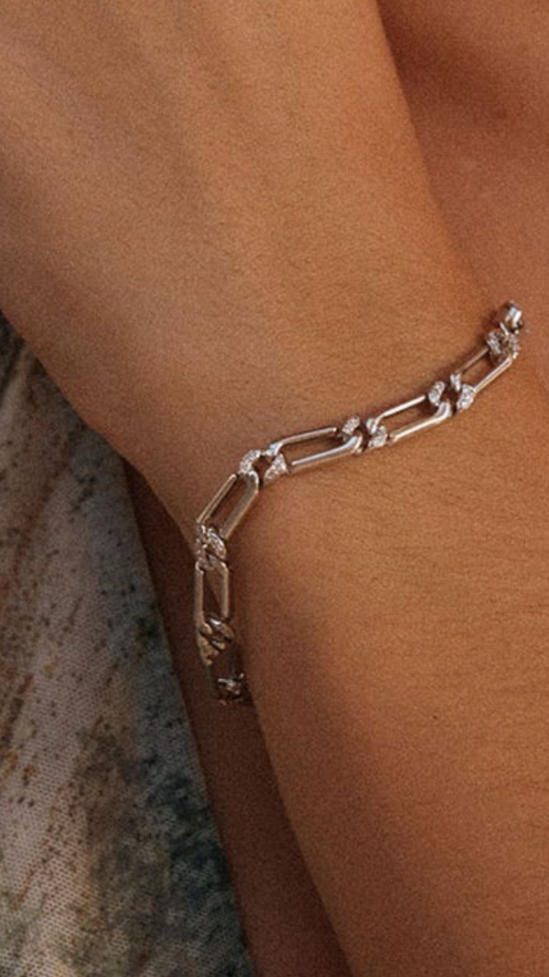 The Two Tone Pave link Bracelet