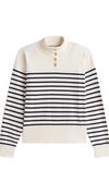 Cotton Jersey Gold Button Mock Sweater