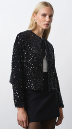 Monet Sequin Bow Tie Cardigan