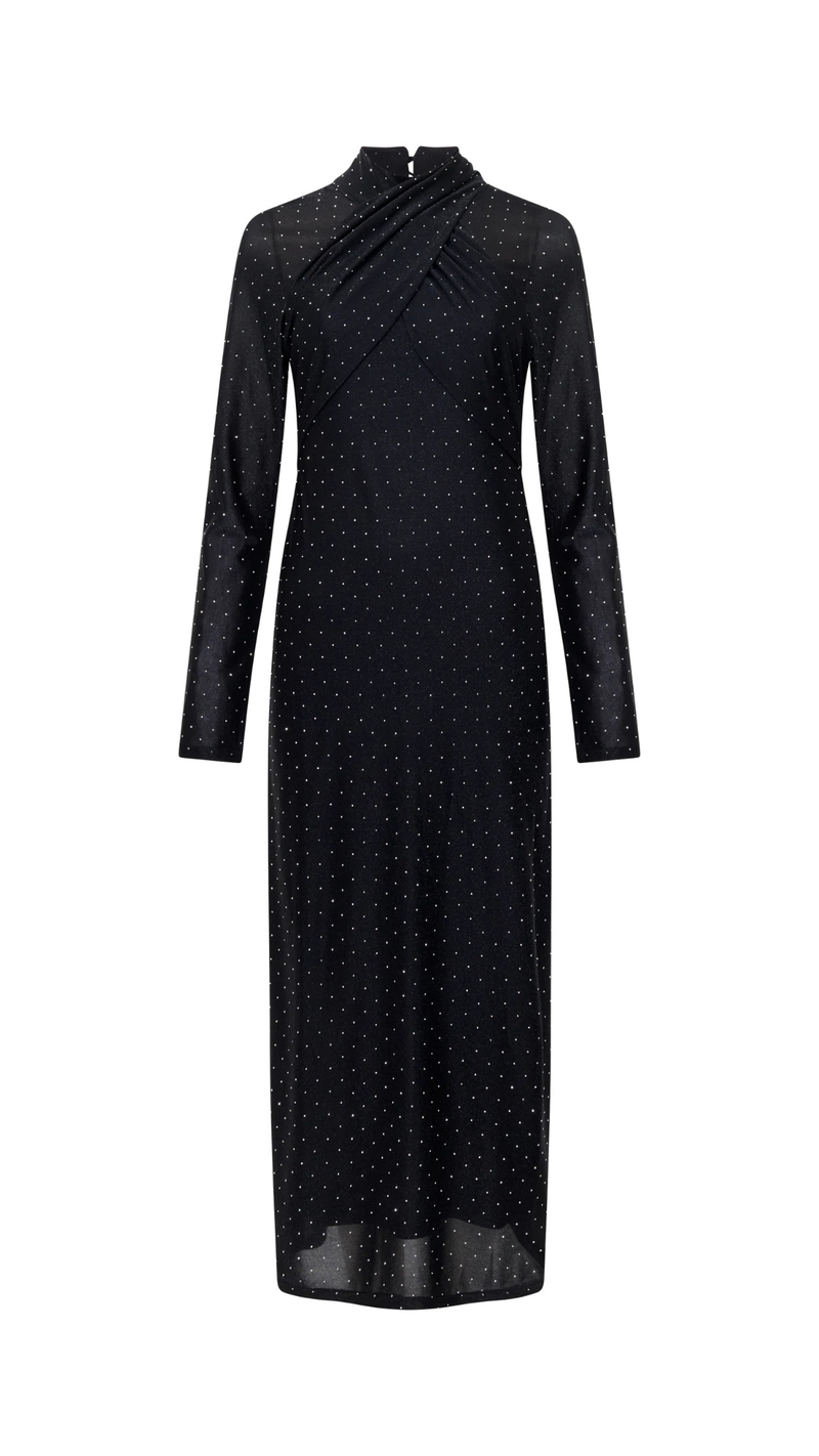 Shosana Hotfix Diamante Wrapover Midi Dress