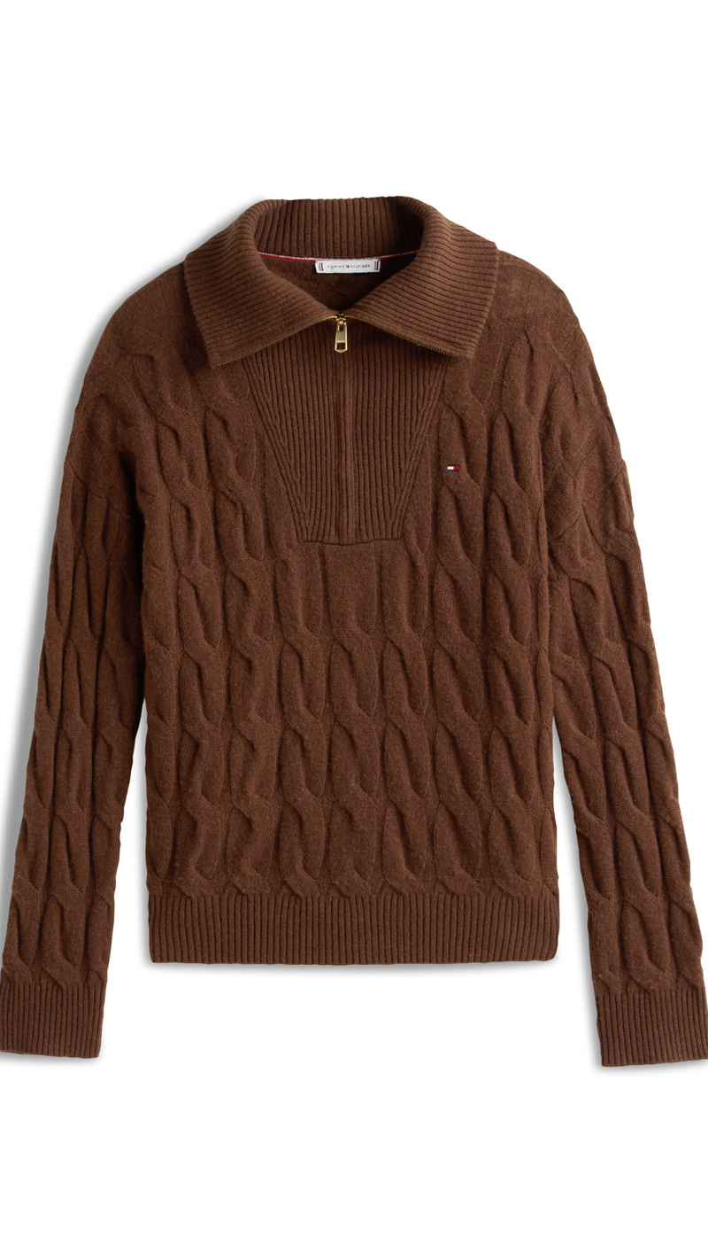 Cable Knit Soft Wool Half Zip Jumper
