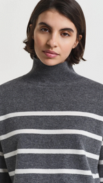 Striped Superfine Lambswool Turtleneck Sweater