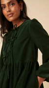 Green Embroidered Tie-front Cord Eden Mini Dress