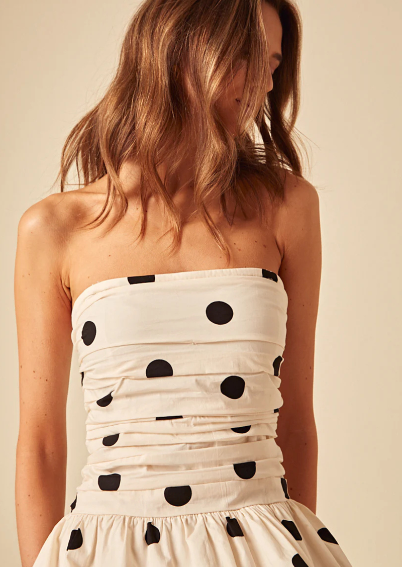 knee length dresses for ladies White Polka Dot Bandeau Felicity Midi Dress main image 0