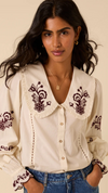 White Floral Embroidered Blouse