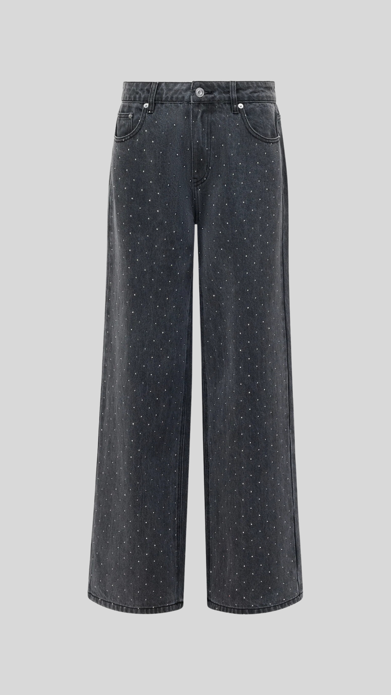 Ralphie Denim Embellished Wide Leg Jeans