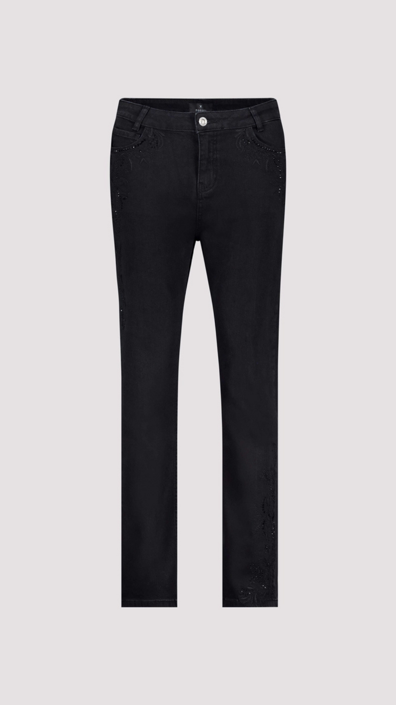 Straight leg jeans with embroidery